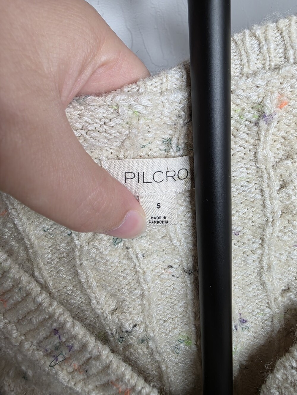 Pilcro Anthropologie Micro Cream Speckled Cardigan Sweater Size Small - Picture 8 of 11